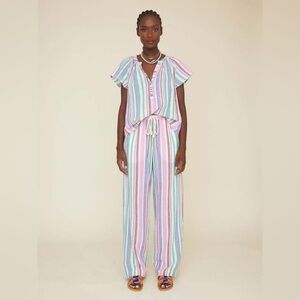 NWT XIRENA Harper Stripe Cotton Linen Ivory Melange Pant size XL